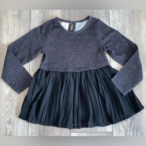 Wonder Kids Black Sparkle Glitter Long Sleeve Flowy Pleated Top 5 5T